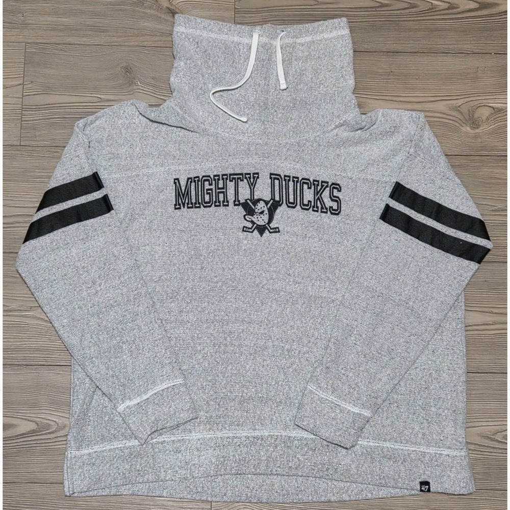 '47 Brand Anaheim Mighty Ducks Pullover XXL Heathered Gray High Neck NHL Rare